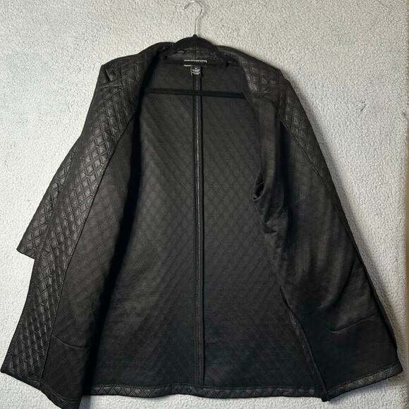 NYCC New York Clothing Co. Jacket Womens XL Black Embossed Long Open‎ Jacket - Picture 5 of 11